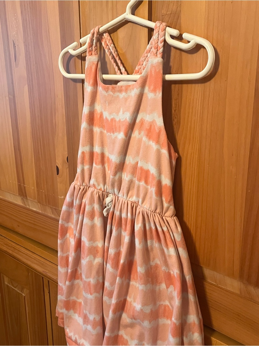 Tommy Bahama Peach and White Tie-Dye Sundress with Braided Straps